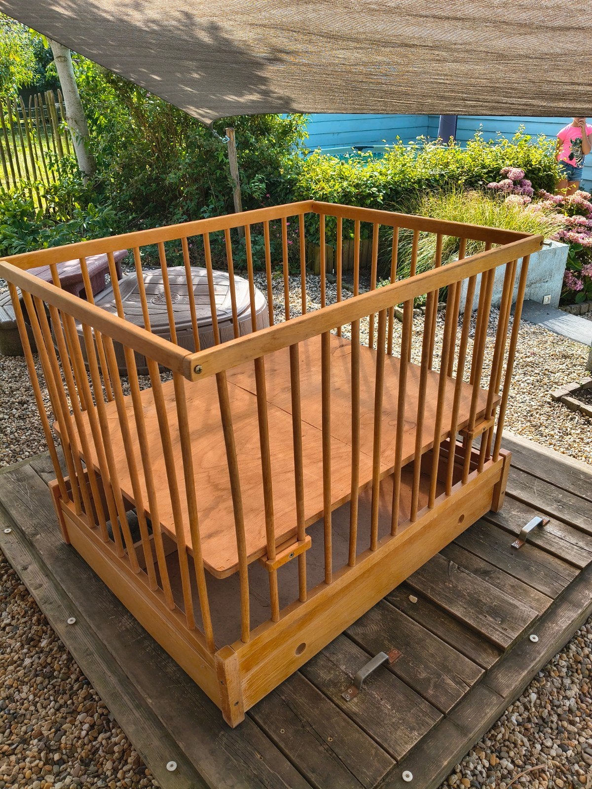 Houten box voor baby of peuter, in hoogte verstelbaar, Kinderen en Baby's, Boxen, Ophalen, Gebruikt, Rechthoekig, In hoogte verstelbaar