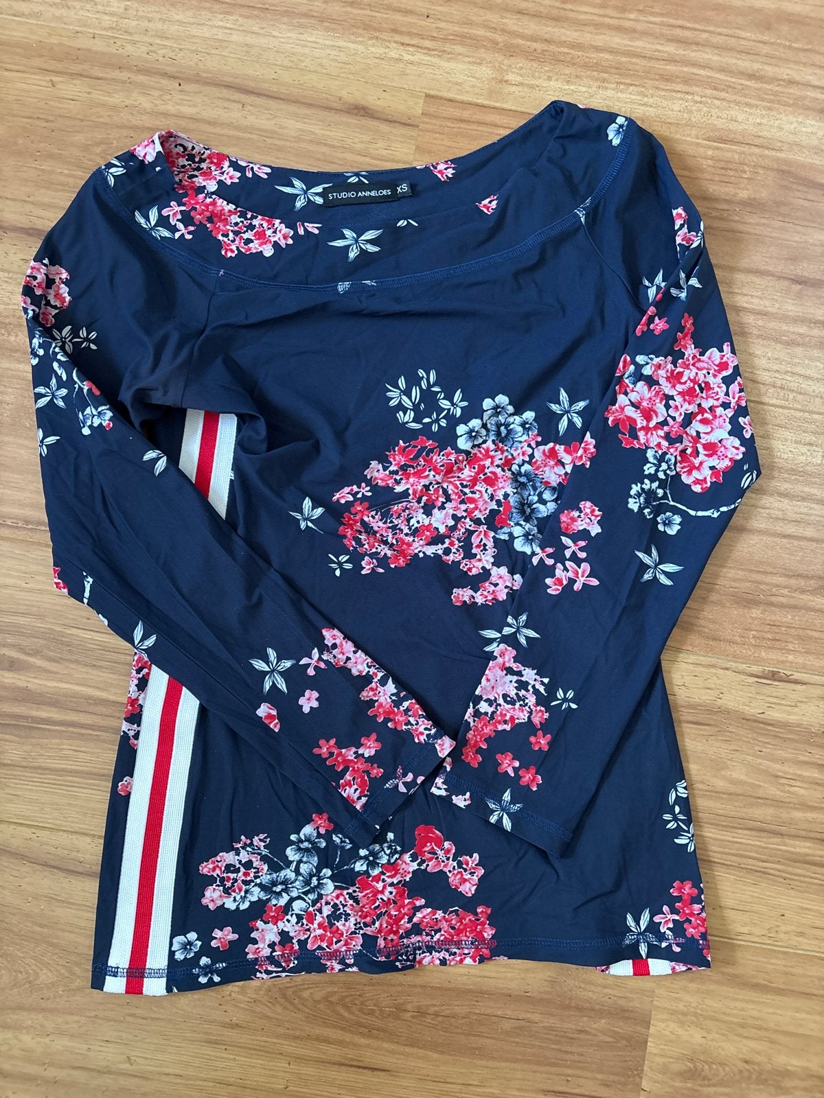 Studio Anneloes xs top met bloemenprint en lange mouwen, Blauw, Ophalen of Verzenden, Lange mouw, Maat 34 (XS) of kleiner