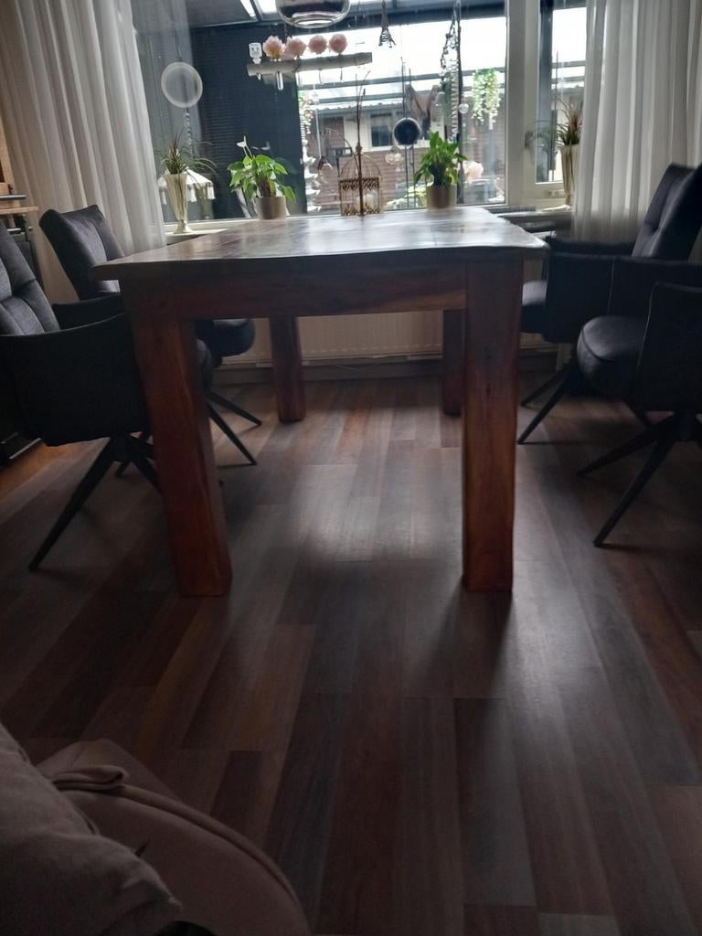 Eettafel donker eiken breed 90cm lang 160cm hoog 78cm, Ophalen, Gebruikt, Rechthoekig, 50 tot 100 cm