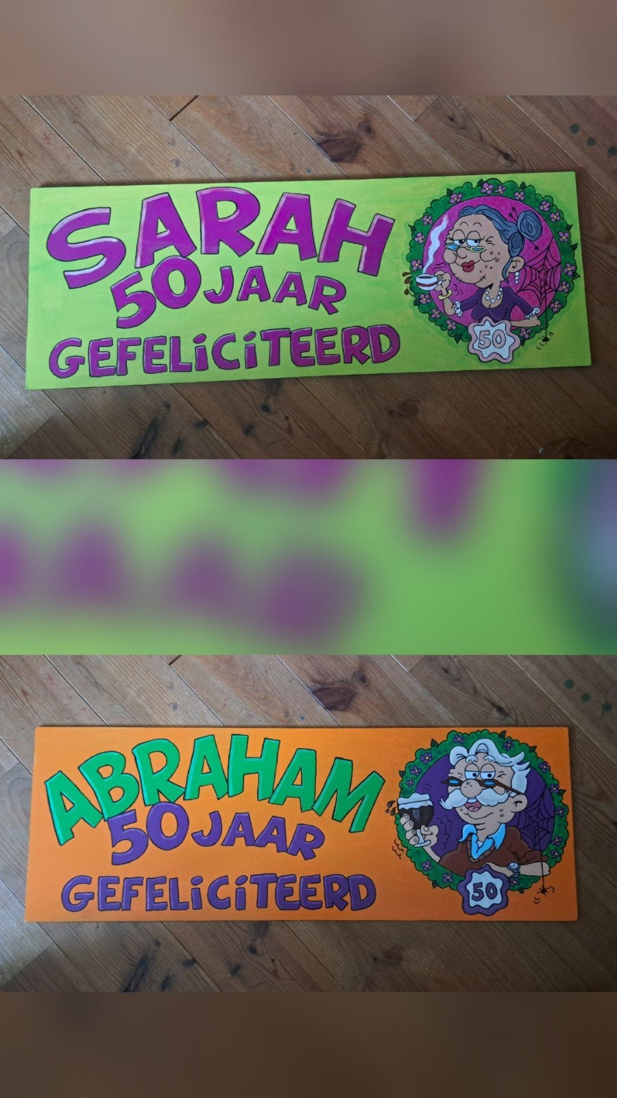 Sarah en Abraham, Hoera 50 jaar. Verjaardagsbord., Ophalen, Nieuw, Versiering, Abraham of Sarah
