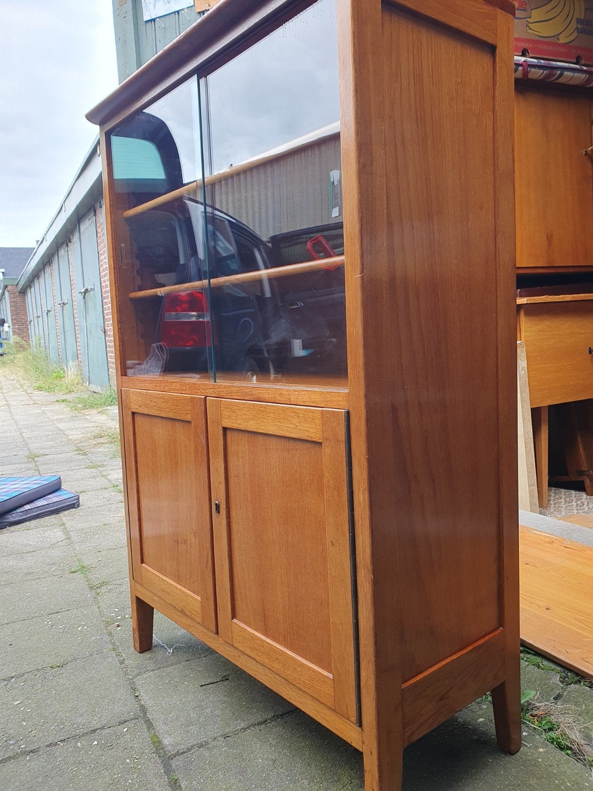 Vintage vitrine kast., Ophalen, Sixties, 50 tot 100 cm, Teakhout