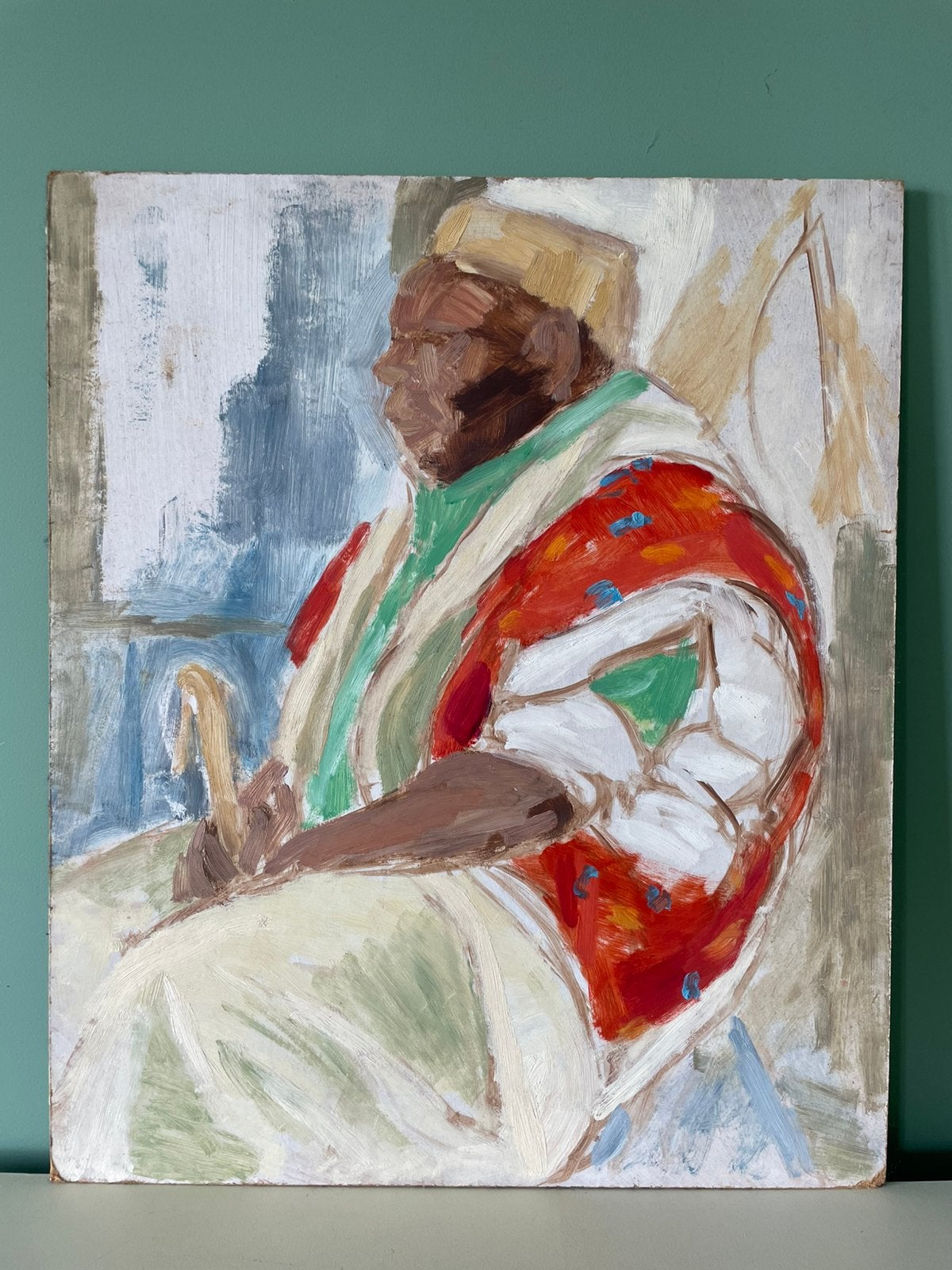 Uniek Modern Afrikaans Portret - Chief Obafemi Awolowo (NGA), Hout, Handgeschilderd, Ophalen of Verzenden, Olieverf