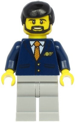 LEGO City cty1190 Steward - Male, Black Hair, Dark Blue Suit, City, Lego, Nieuw, Ophalen of Verzenden