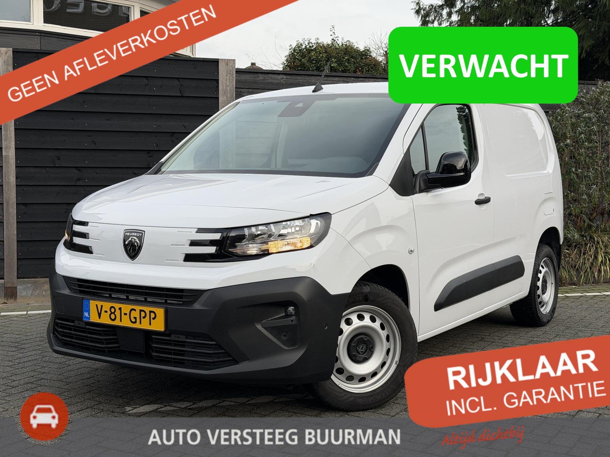 Peugeot Partner 1.5 BlueHDi 130PK EAT8 Automaat L1 Navigatie, 12 maanden, Stof, 4 cilinders, Wit