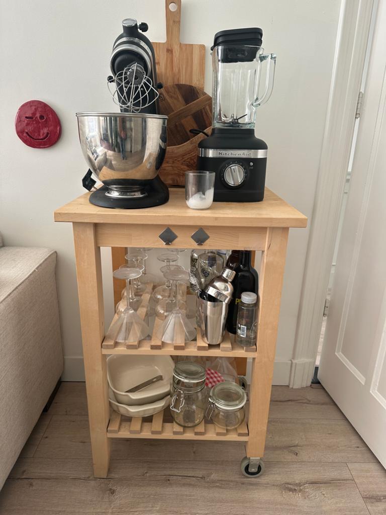 Bekväm roltafel berken Ikea, Ophalen, Minder dan 55 cm, Gebruikt, 60 cm of meer