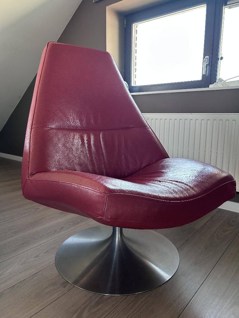 Echt lederen Kartell fauteuil / draaifauteuil, Ophalen, Gebruikt, Minder dan 75 cm, Leer