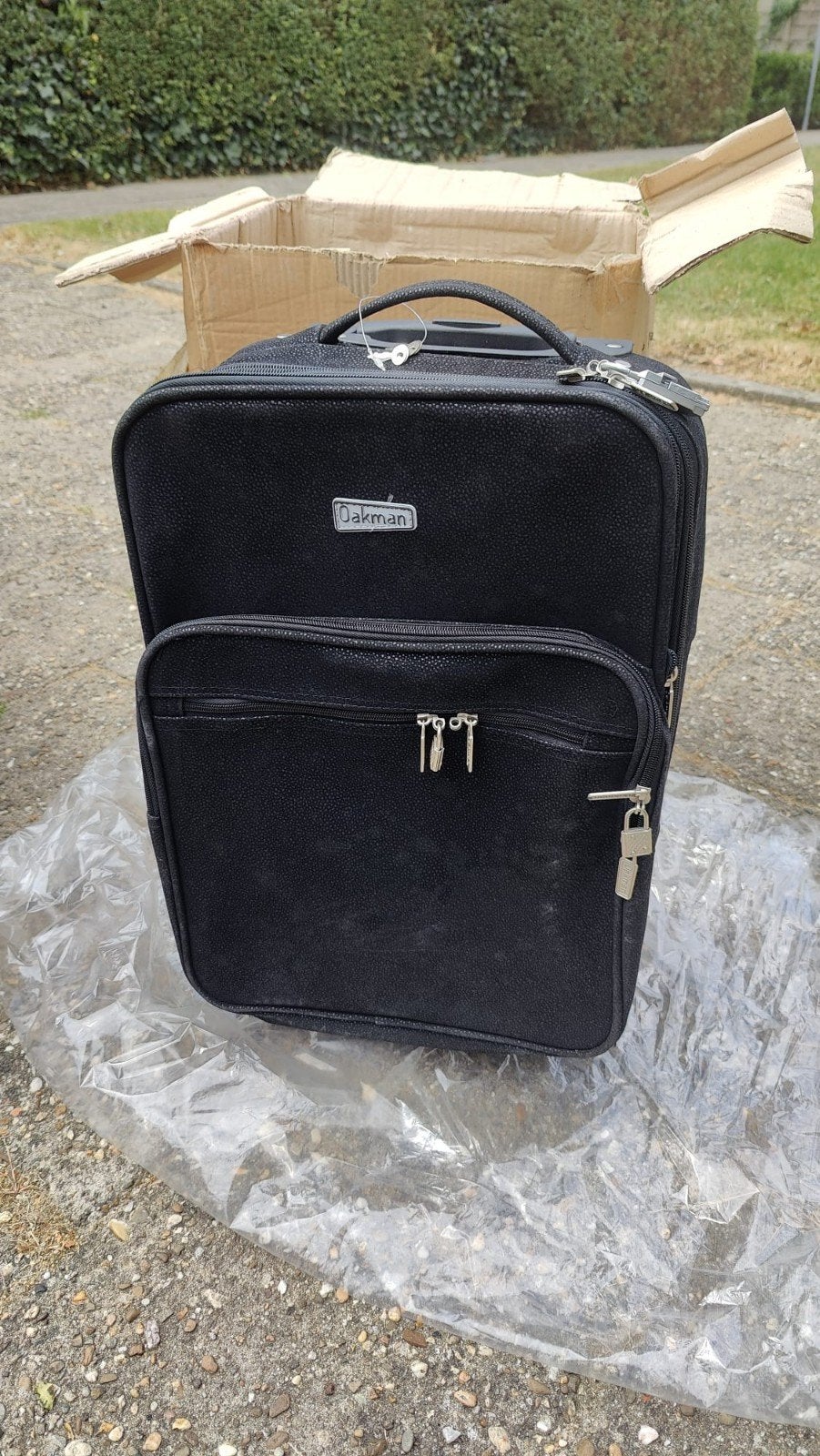 Oakman Trolley Zwart - Compacte Reiskoffer met Wieltjes, 40 tot 60 cm, Gebruikt, Zwart, Ophalen of Verzenden