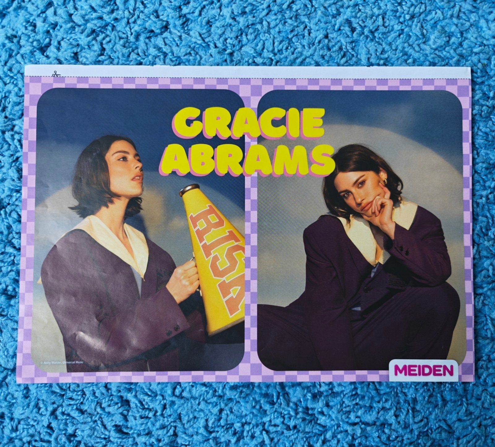 Gracie Abrams poster meiden magazine, A4 of kleiner, Rechthoekig Liggend, Nieuw, Ophalen of Verzenden