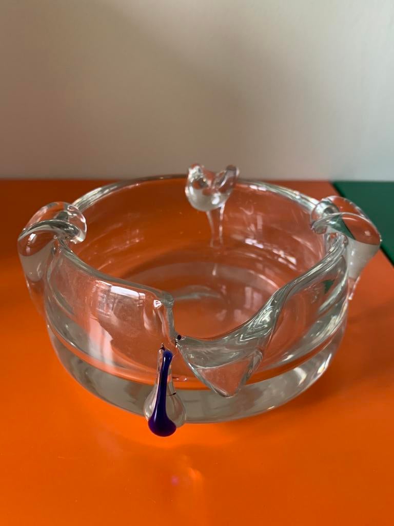 Handgemaakte glazen asbak uniek design, Antiek en Kunst, Ophalen of Verzenden