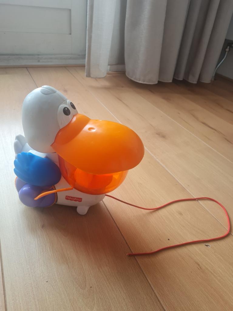 Fisher-Price Duw- en Trekeend, Kinderen en Baby's, Ophalen of Verzenden, Gebruikt, Duw- of Trekspeelgoed, Met geluid