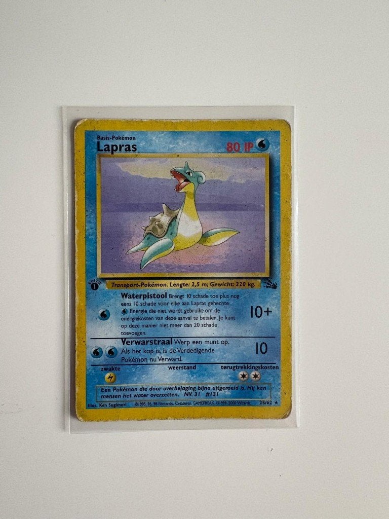 First edition Lapras (25/62) Fossil, Ophalen of Verzenden, Gebruikt, Losse kaart