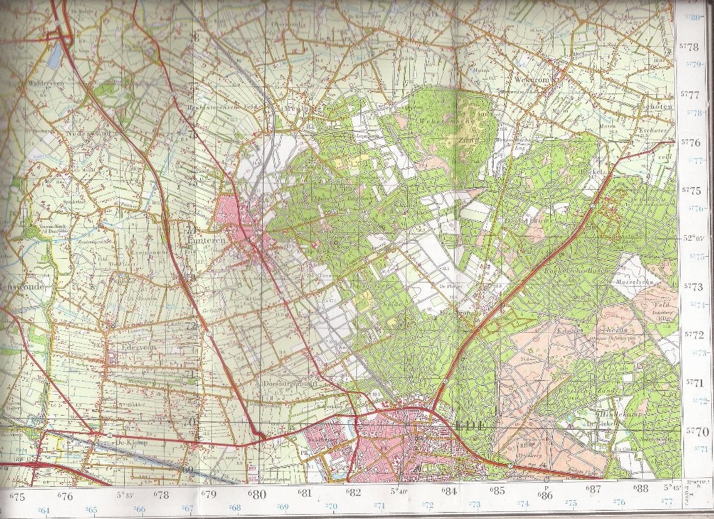 Topografische Kaart Amersfoort Oost Blad 32 Uitgave 1974, Antiek en Kunst, 1950 - 1999, Cartografie, 42 cm, Ophalen of Verzenden