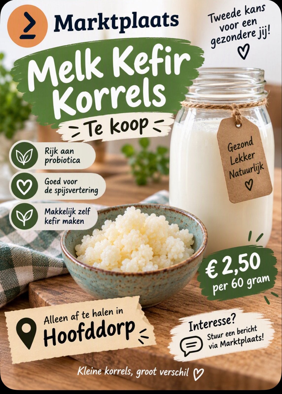 Melkkefirkorrels | Actief, gezond & direct beschikbaar, Ophalen