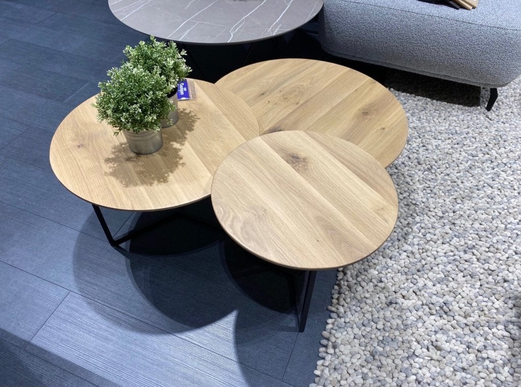 Studio mik Salontafel tafel set, Rond, Minder dan 50 cm, Zo goed als nieuw, Eikenhout