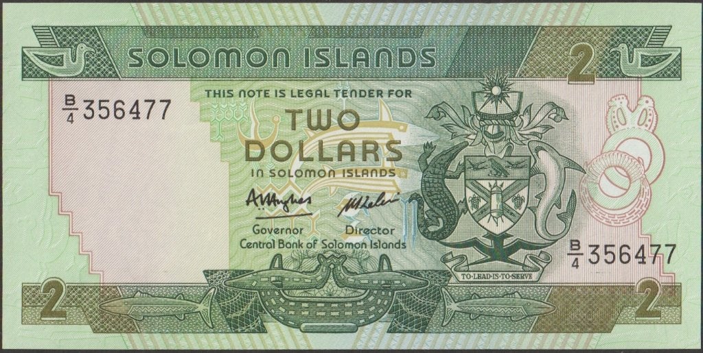 Solomon Islands 2 dollars ND(1986) UNC p.13a (# 604), Postzegels en Munten, Bankbiljetten | Oceanië, Verzenden, Los biljet