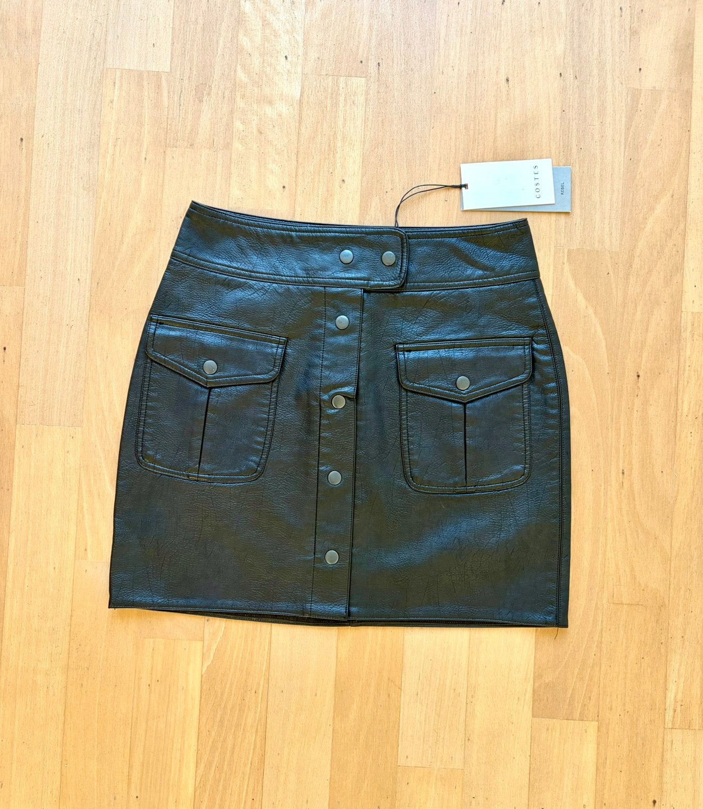 Nieuw leerlook rok Costes, Verzenden, Zwart, Zo goed als nieuw, Maat 36 (S)