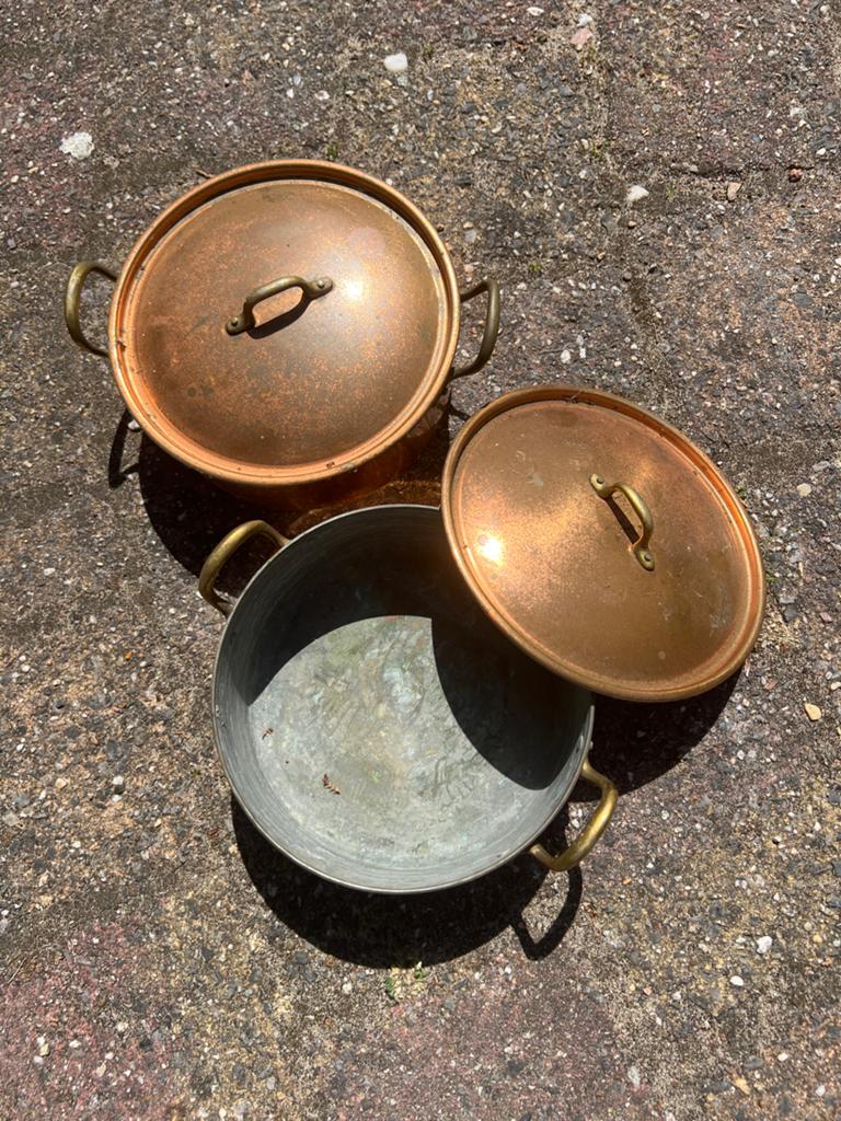 2 Koperen Pannetjes met Tinnen Binnenlaag, Ophalen, Koper