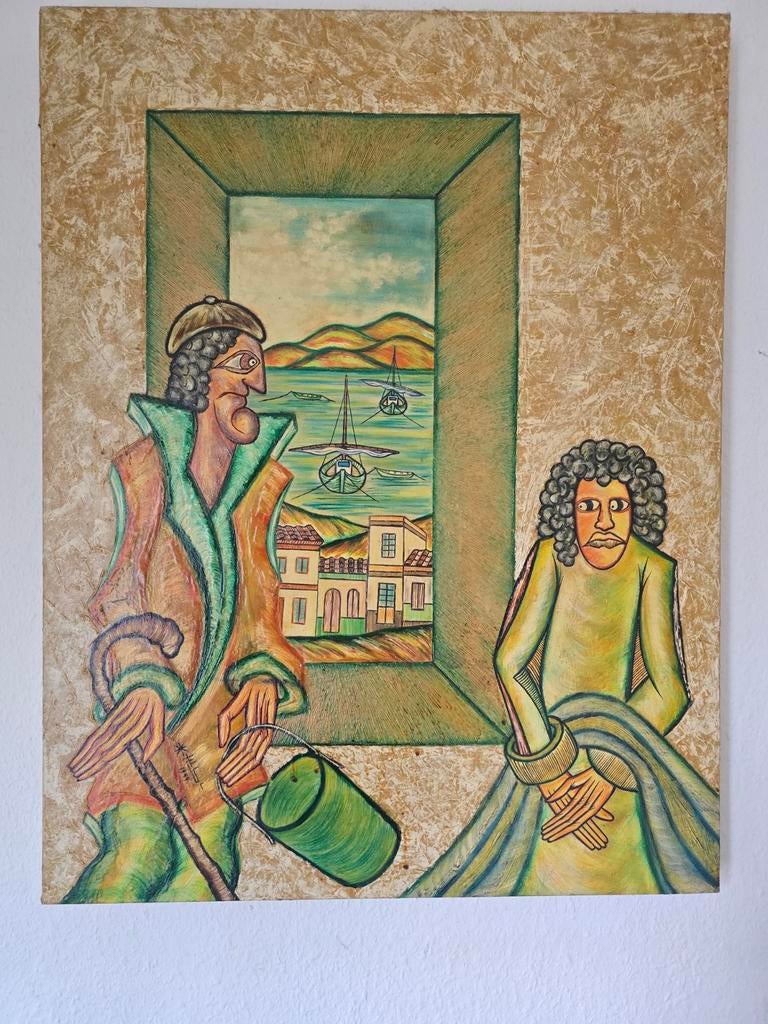 Schilderij Spaanse kunstenaar 1999, Ophalen of Verzenden