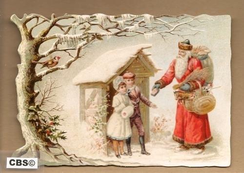 Nostalgisch Kersttafereel in sneeuw poezieplaatjes 5123, Ophalen of Verzenden