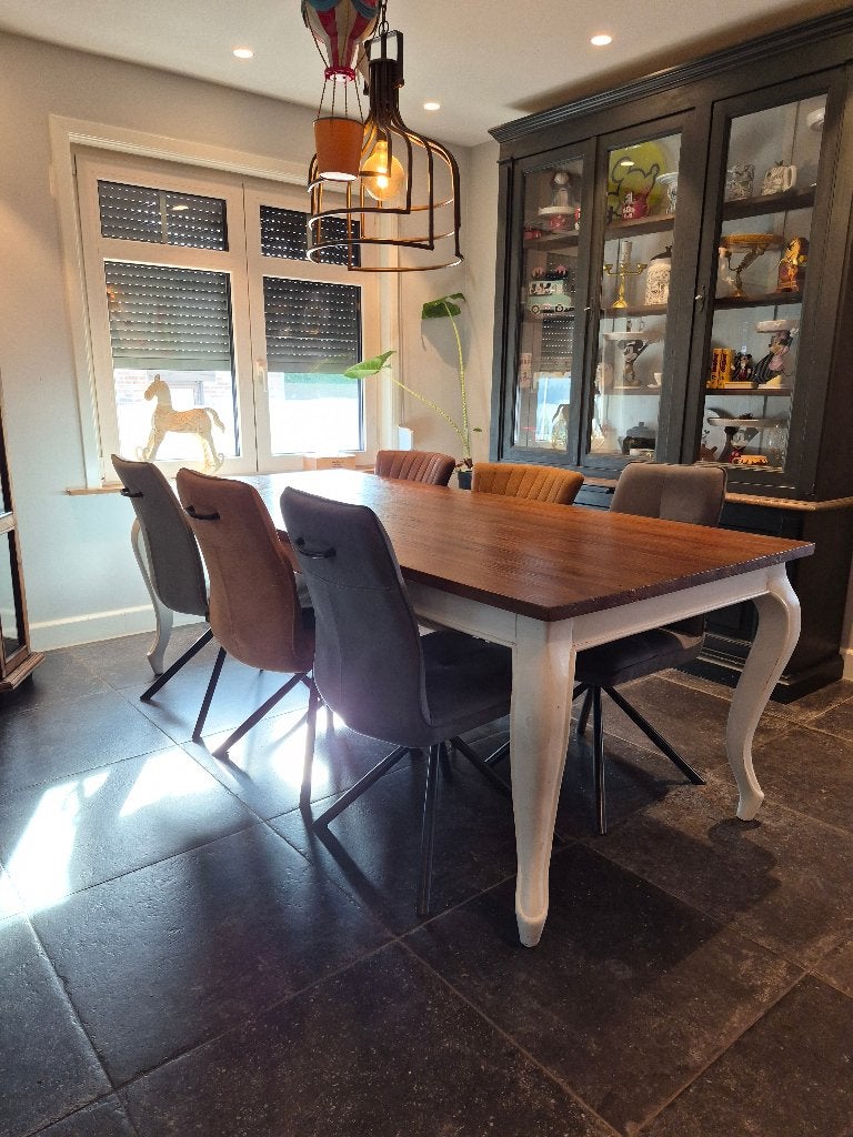 Eettafel mango met barokpoot - 100x220cm, Huis en Inrichting, Ophalen, Gebruikt, 200 cm of meer, 50 tot 100 cm