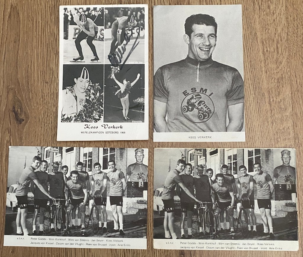 Wielrennen/schaatsen KEES VERKERK – 1966 – gesigneerd 4x, Ophalen of Verzenden, Nieuw, Overige typen