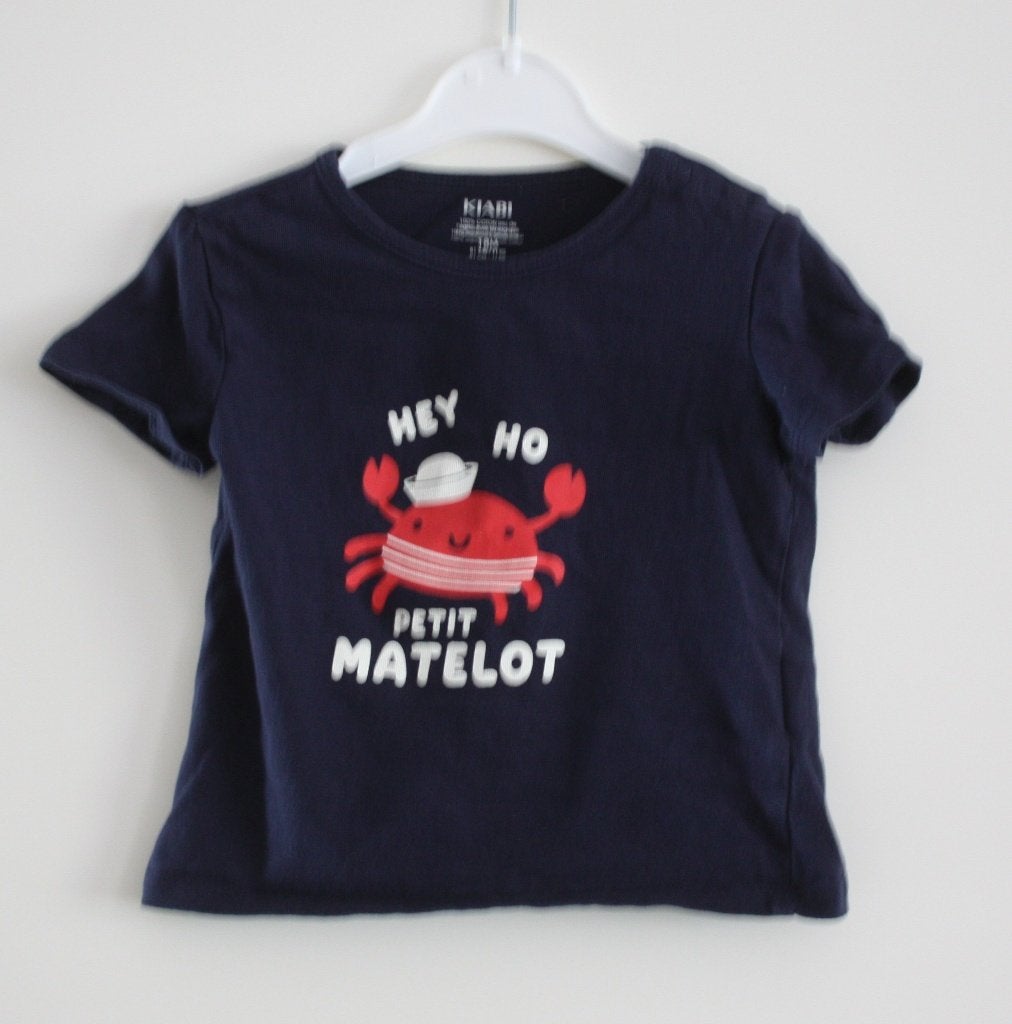 tshirt met krab print maat 80, Ophalen of Verzenden, Gebruikt, Jongetje, Shirtje of Longsleeve