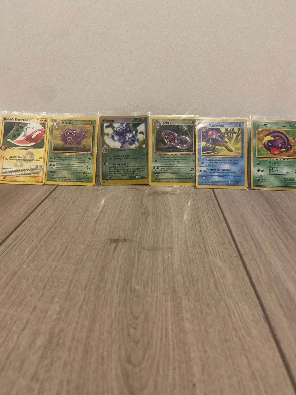 Pokémon kaarten: Holon's Electrode, Weezing, Arbok, Tentacru, Ophalen of Verzenden, Gebruikt, Meerdere kaarten