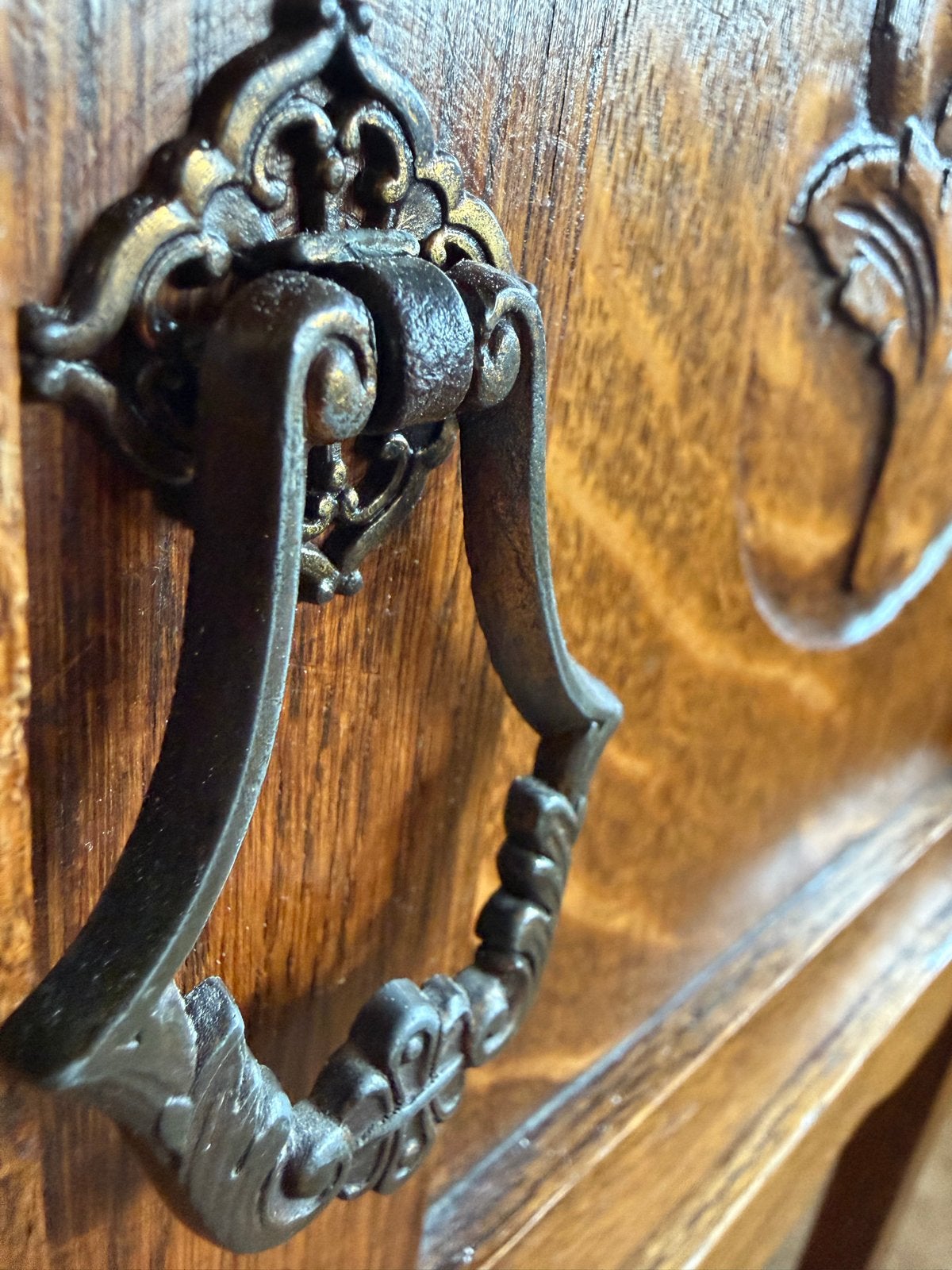 Vintage houten kastje nachtkastje eik met marmeren blad, Huis en Inrichting, Kasten | Overige, Ophalen, Gebruikt