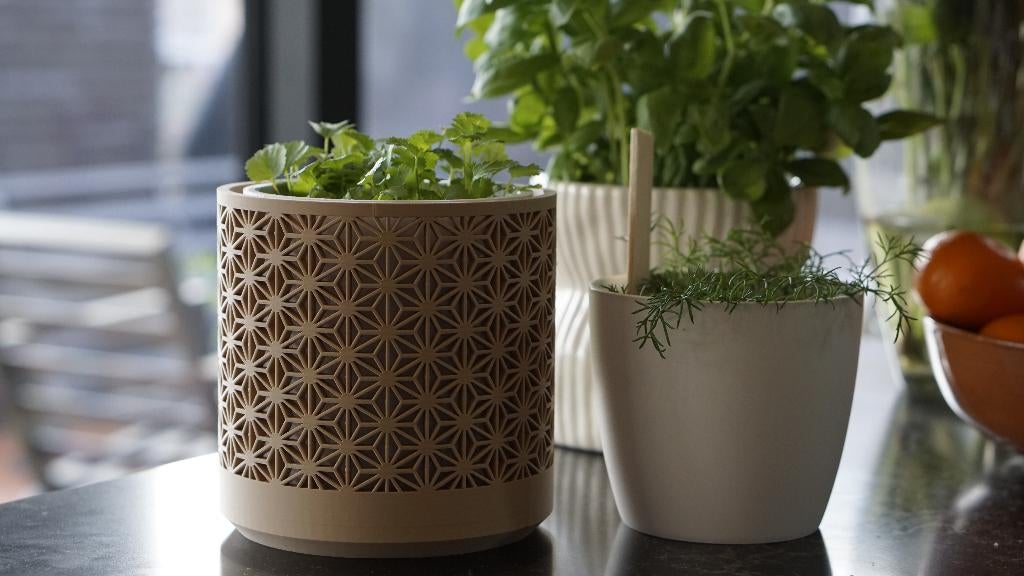 Kumiko bloempot – Japans design, Rond, Ophalen of Verzenden, Aardewerk, Binnen
