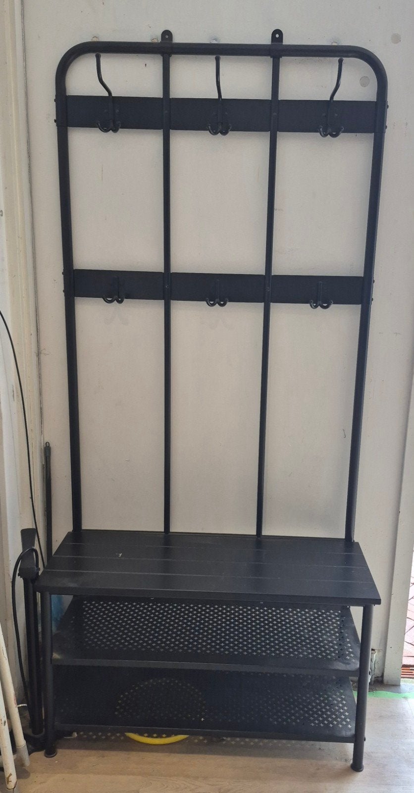 IKEA NIPÅSEN Kapstok met bank en schoenopberger, zwart, Ophalen, Zo goed als nieuw, Metaal, Staande kapstok