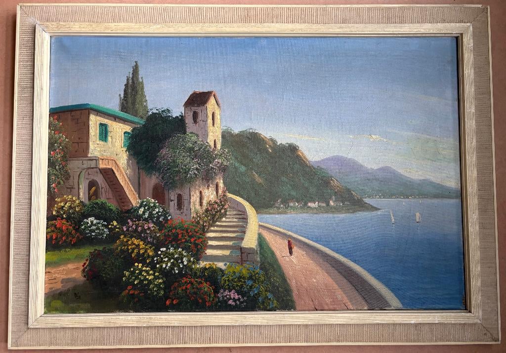 Vrolijk mediterraan schilderij, Ophalen of Verzenden