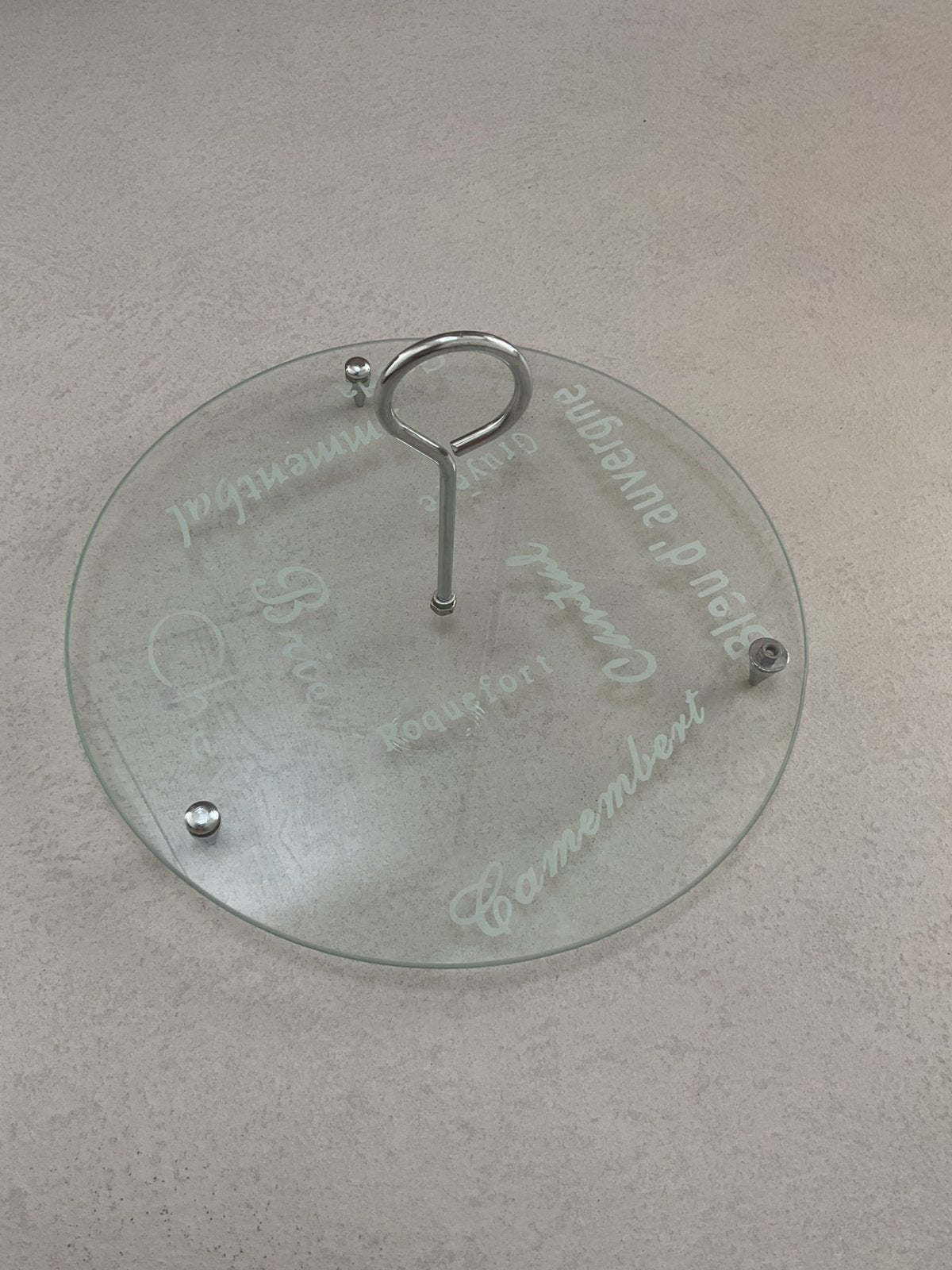 Retro ronde glazen kaasplank, Ophalen, Gebruikt, Overige merken, Vintage