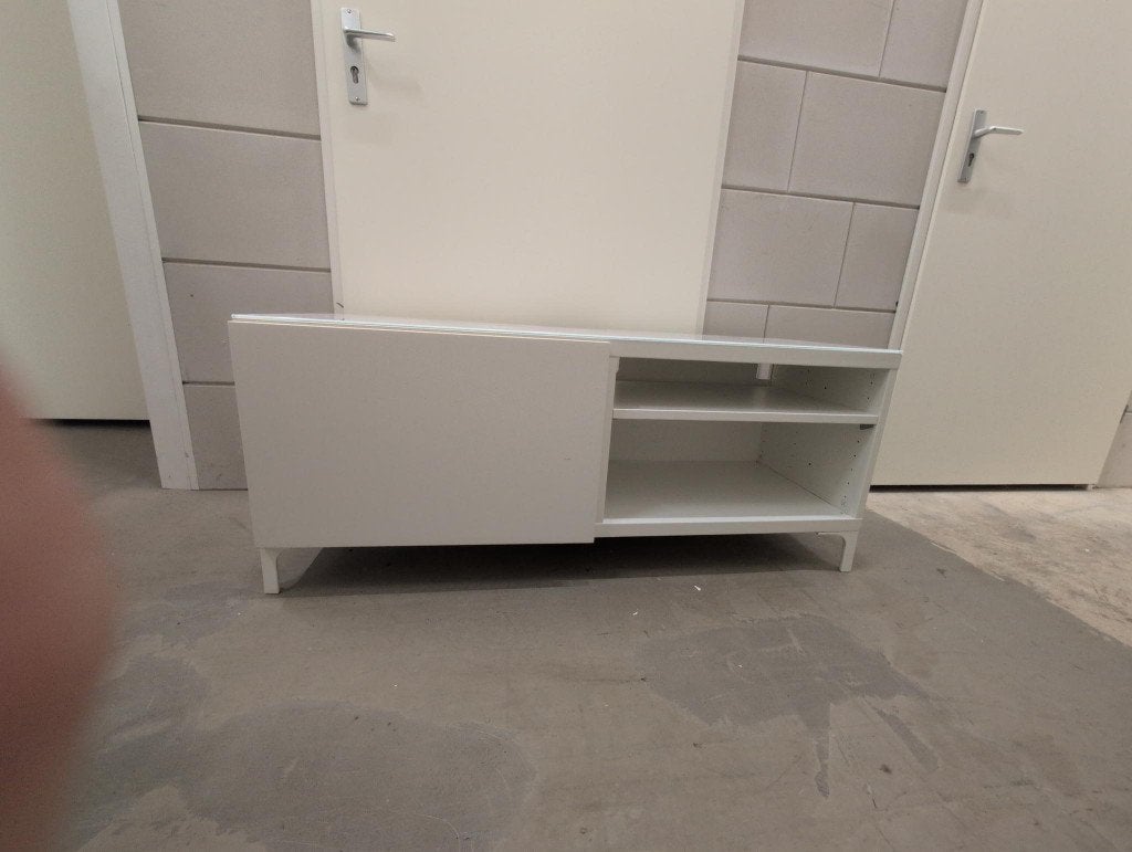 Ikea Besta TV-meubel, Huis en Inrichting, Kasten | Televisiemeubels, Ophalen, 100 tot 150 cm, Glas, Zo goed als nieuw