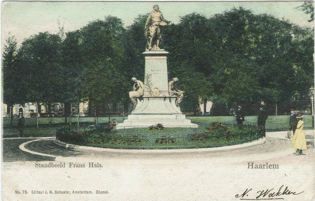 Haarlem – Standbeeld Frans Hals. Gelopen Westzaan 1903, Verzamelen, Ophalen of Verzenden, Voor 1920, Gelopen, Noord-Holland