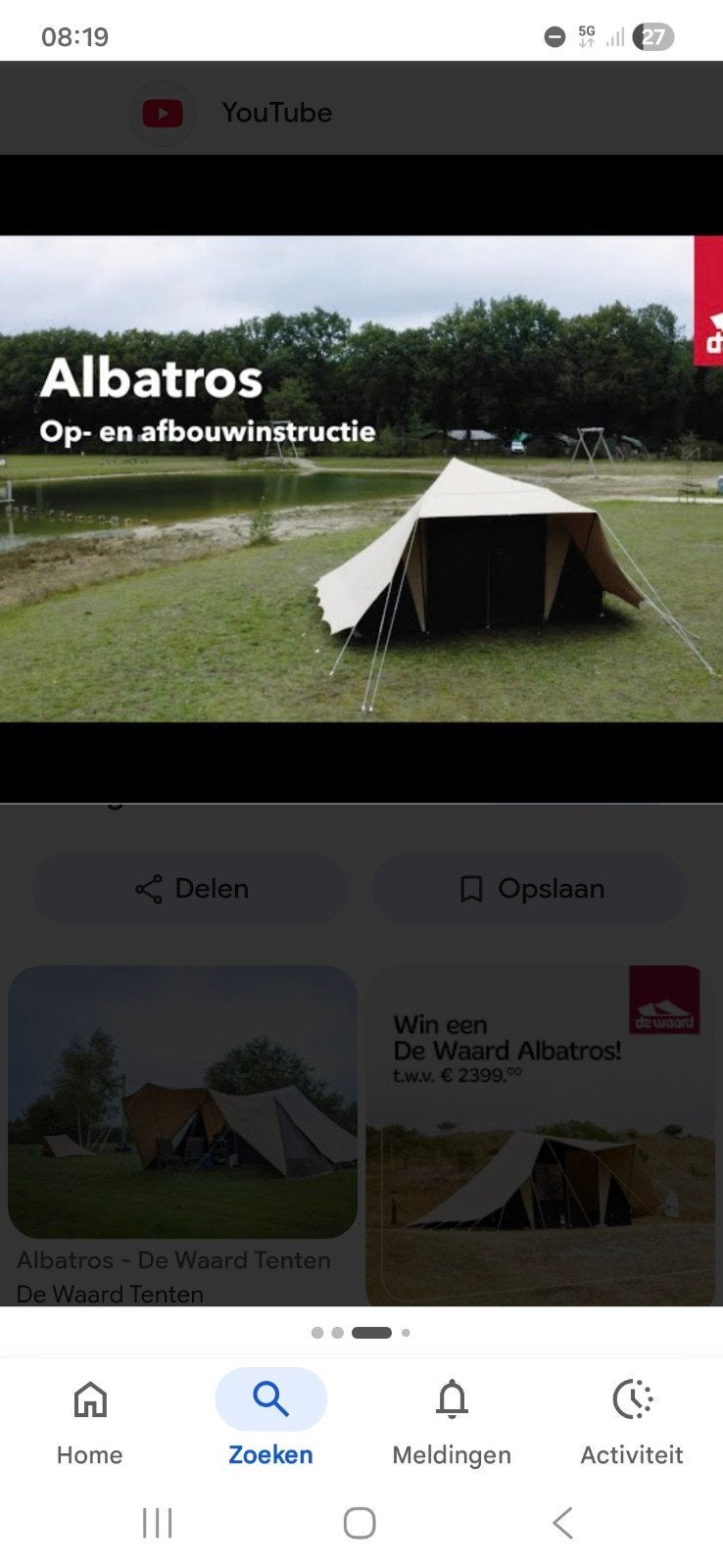 De Waard Albatros, Caravans en Kamperen, Ophalen