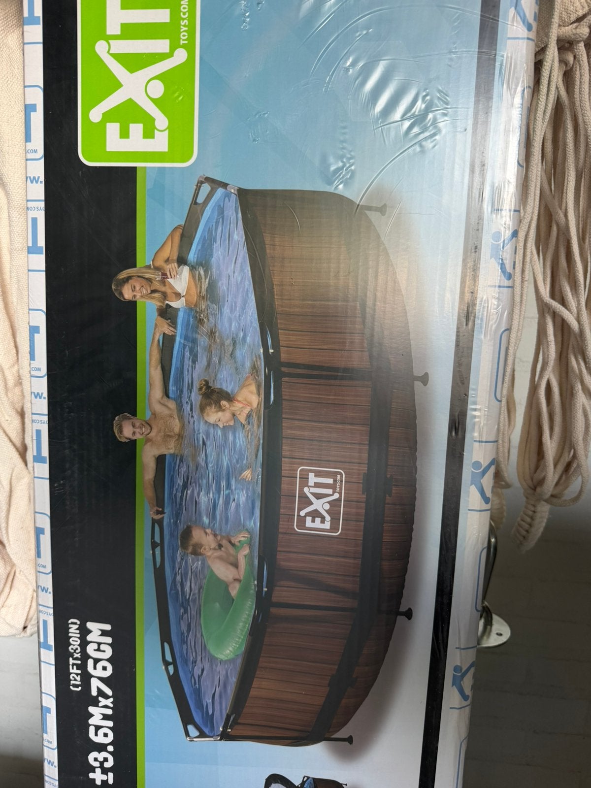 Exit zwembad wood 3,60 x 0,76m NIEUW in verpakking met pomp, Ophalen, Minder dan 80 cm, Rond, Opzetzwembad