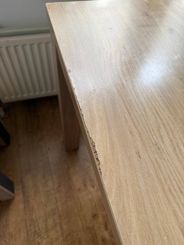 Robuuste houten eettafel (pershout) - 220x90cm, Ophalen, Zo goed als nieuw