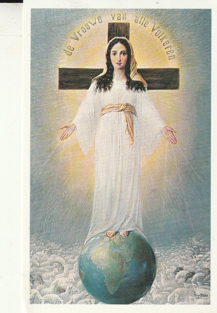Prent Vrouwe van alle Volkeren - Maria, Ophalen of Verzenden, Gebruikt, Kaart of Prent, Christendom | Katholiek