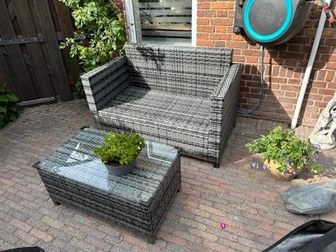 Outsunny Poly-rotan banken voor in de tuin, Tuin en Terras, Tuinbanken, Ophalen, Zo goed als nieuw, Rotan