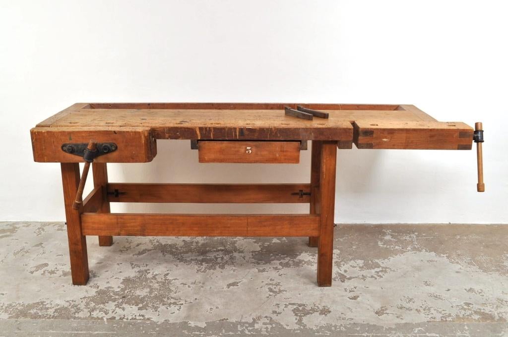 Vintage Nooitgedagt timmermanswerkbank dressoir jaren 50, Ophalen of Verzenden, Gebruikt, 50 tot 75 cm, 200 cm of meer