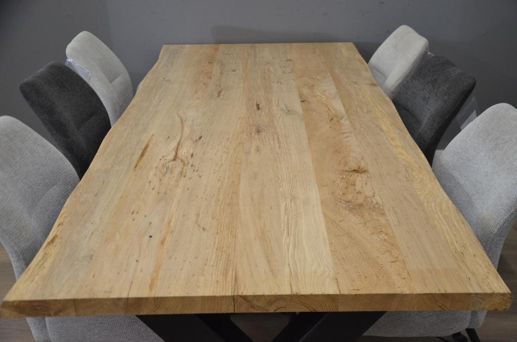 Industriële eiken tafel 230 cm – eiken tafel, Vijf personen of meer, Eikenhout, Rechthoekig, Nieuw