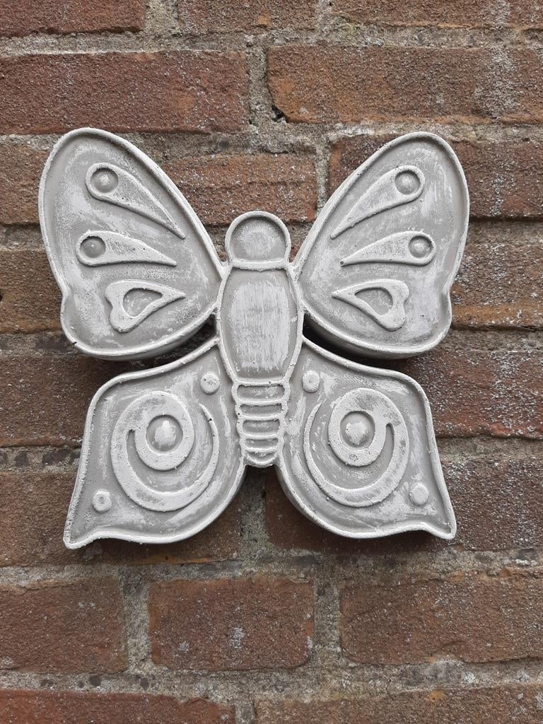 Vlinder wanddecoratie betonnen beeld tuinbeeld beton, Tuin en Terras, Tuinwanddecoratie, Ophalen of Verzenden
