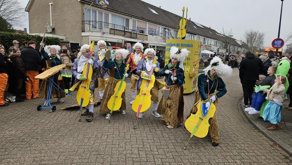 Carnaval loopgroep strijkorkest kleding + attributen +/-18 p, Ophalen, Gedragen, Overige maten, Carnaval