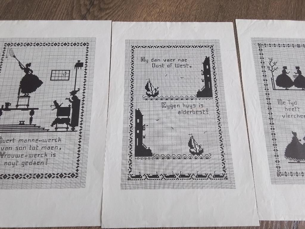 Borduurpatroon van leuke oude spreuken, Ophalen of Verzenden, Zo goed als nieuw, Handborduren, Patroon