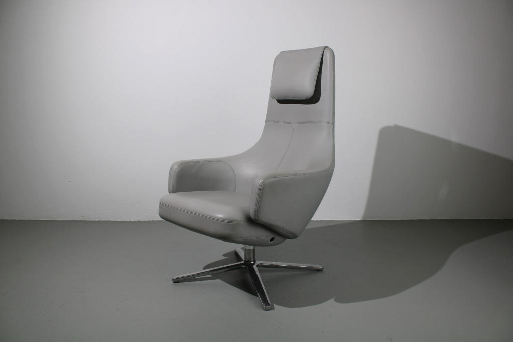 Vitra Repos fauteuil, licht grijs, Huis en Inrichting, Fauteuils, Ophalen, Gebruikt, 50 tot 75 cm, Leer