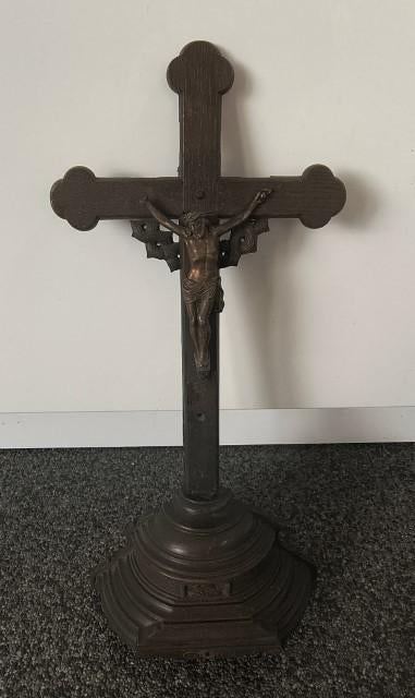 * Vintage antiek houten altaarkruisje kruis met corpus *, Ophalen of Verzenden