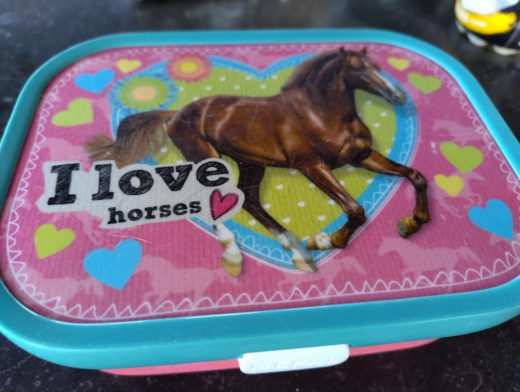 Mepal Broodtrommel met Paarden Afbeelding, Ophalen of Verzenden, Gebruikt