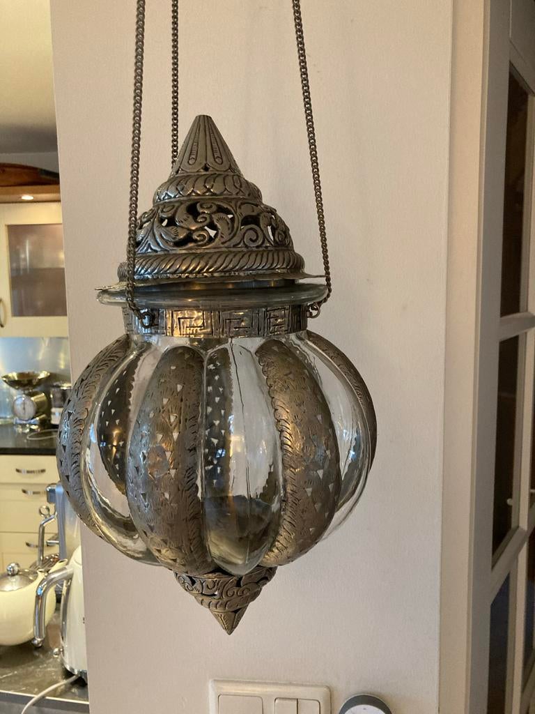 Mooie Turkse hanglamp (waxine), Huis en Inrichting, Lampen | Hanglampen, Ophalen of Verzenden, Gebruikt, Glas, Minder dan 50 cm
