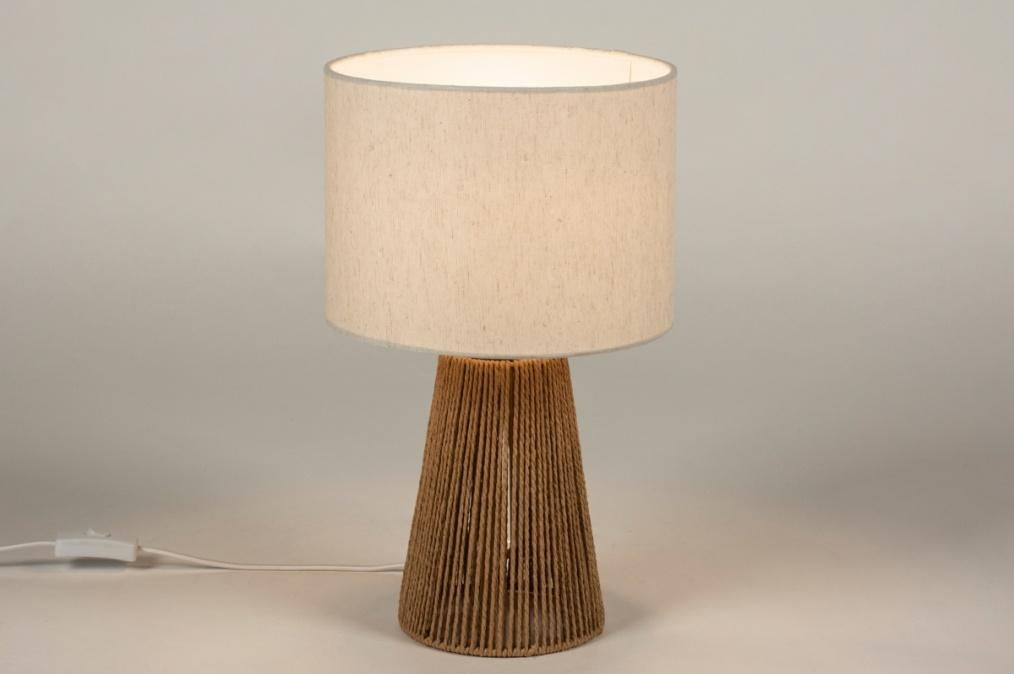 tafellamp naturel H 41cm tafel bed dressoir japandi lamp, Ophalen of Verzenden, Nieuw, Stof, Minder dan 50 cm