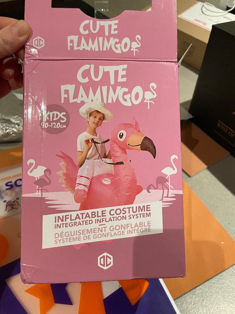 Opblaasbaar flamingopak voor kinderen, Ophalen, Nieuw, 134 t/m 140, Jongen of Meisje